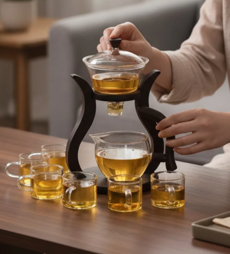 Théière en Verre Kung Fu Magnétique Semi-Automatique