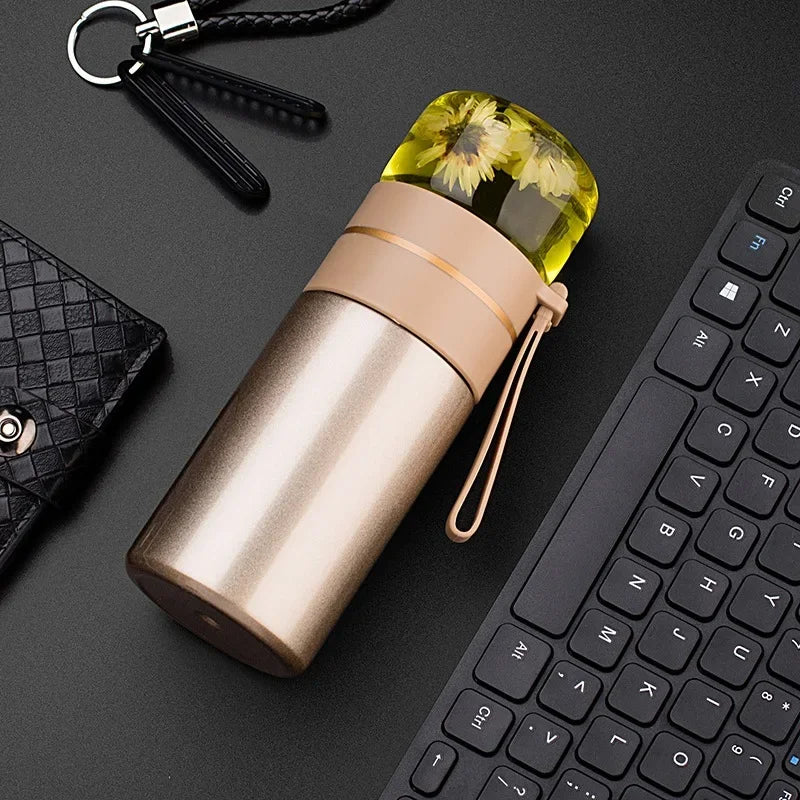 Infuseur à thé en acier inoxydable, thermos isolé, tasse de voyage étanche, passoire pour l'expérience du thé et du café - 420ml