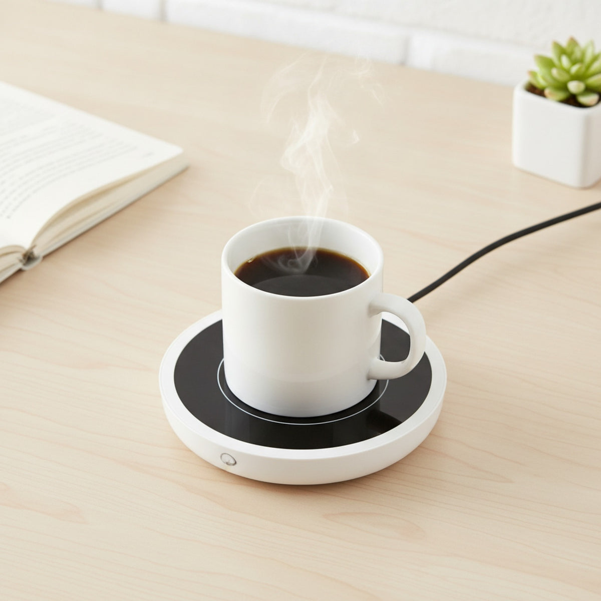 Chauffe-Tasse Rond Blanc Électrique