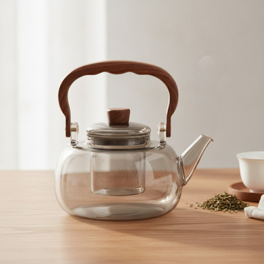 Théière en Verre Borosilicate 1L Bec Anti-Goutte