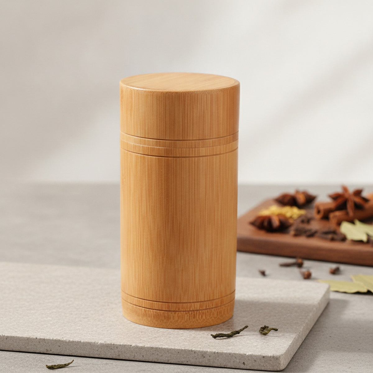 Boîte à Épices Ronde Bambou Artisanal