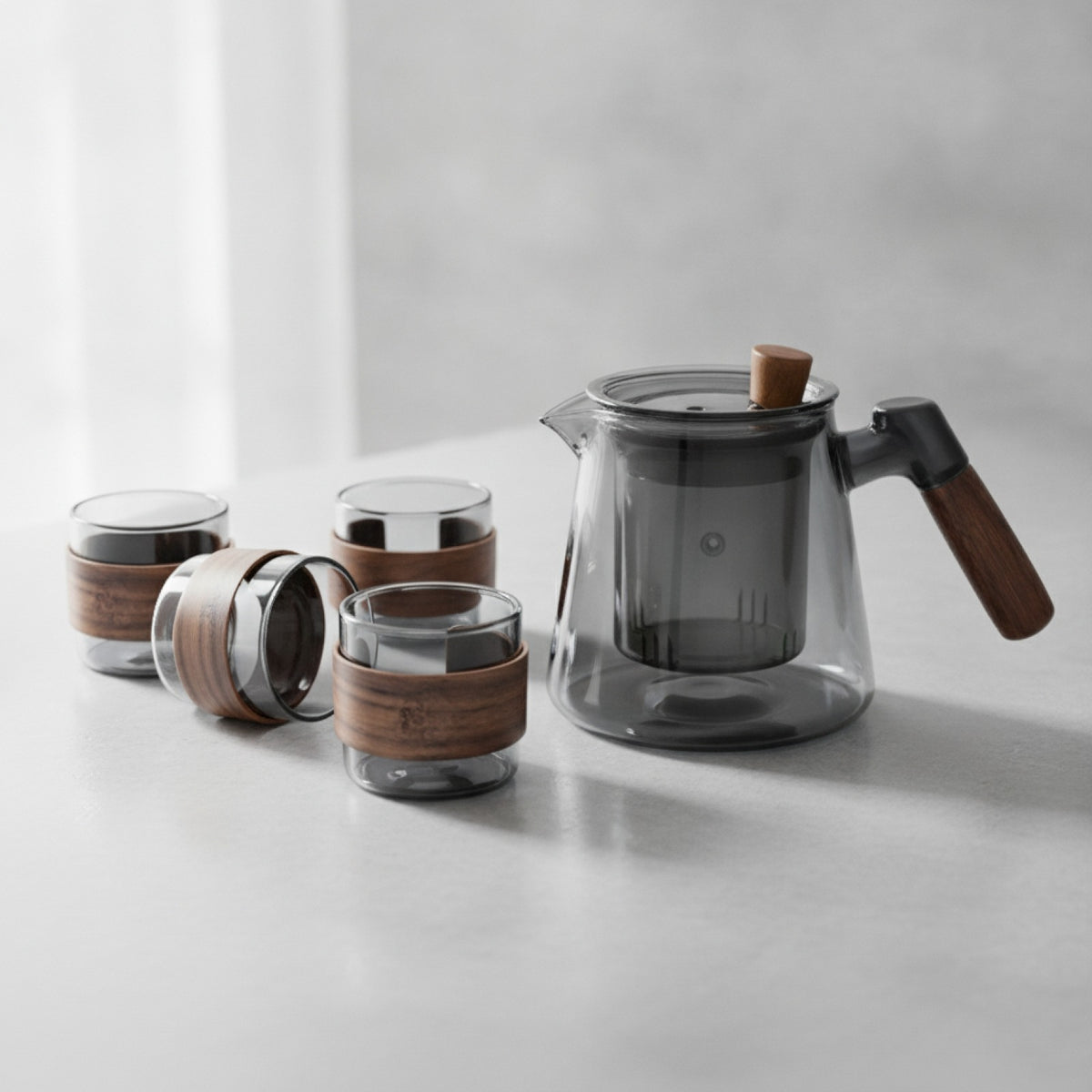 Théière en Verre & Bois