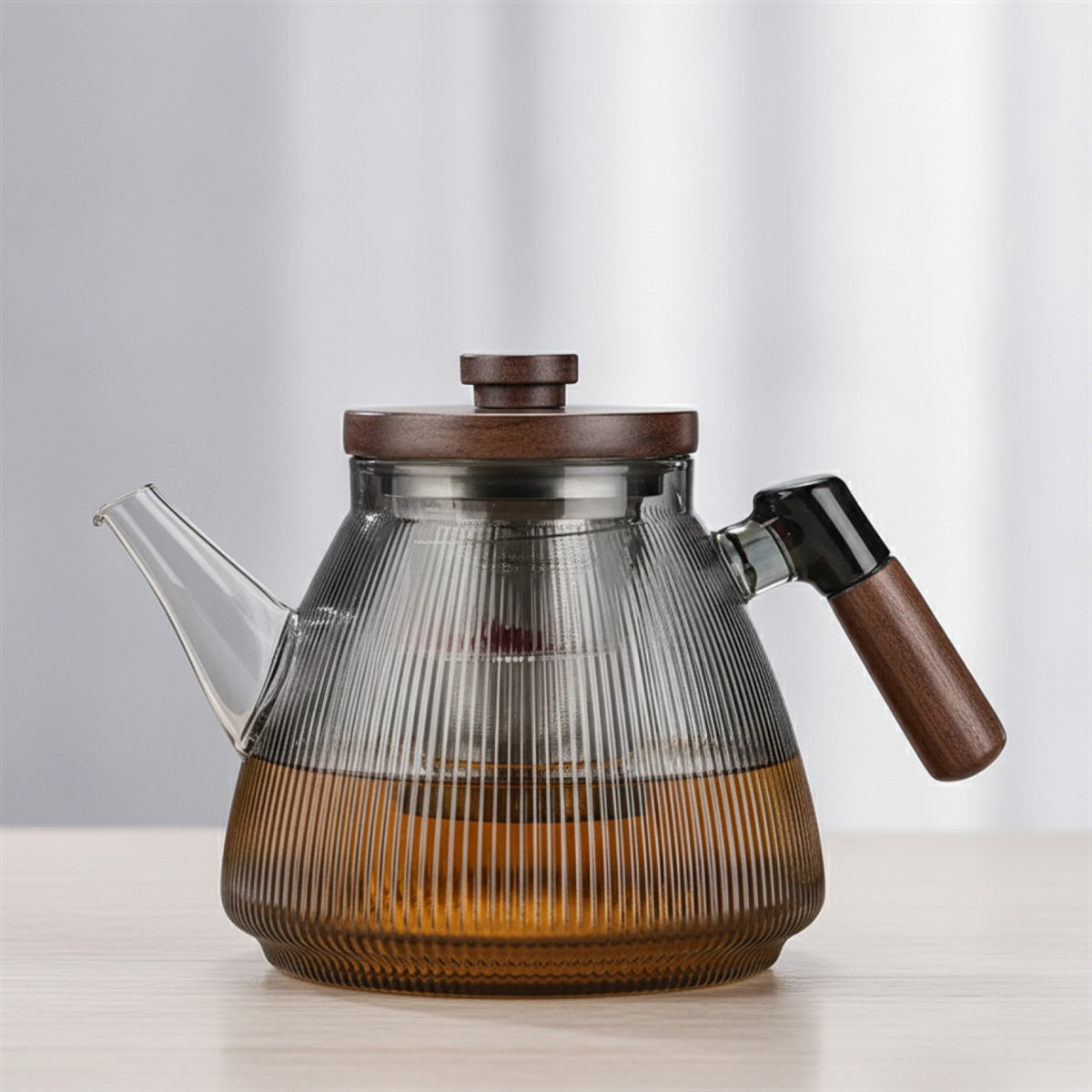 Théière en Verre Borosilicate Rayé 1L