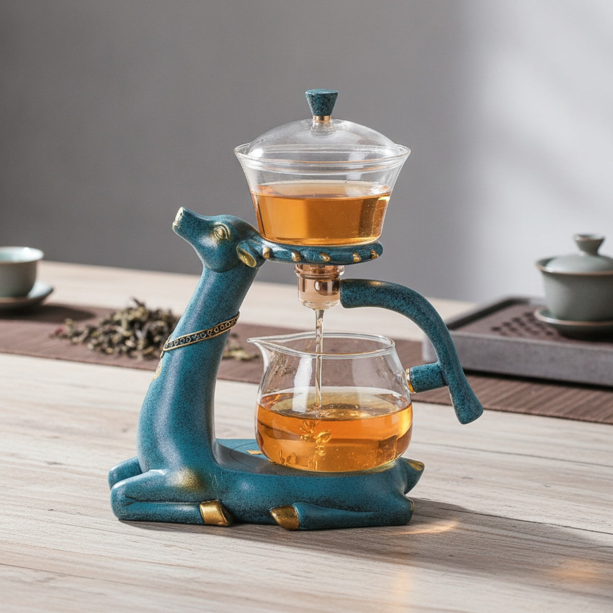 Théière Kung Automatique en Verre Bleu