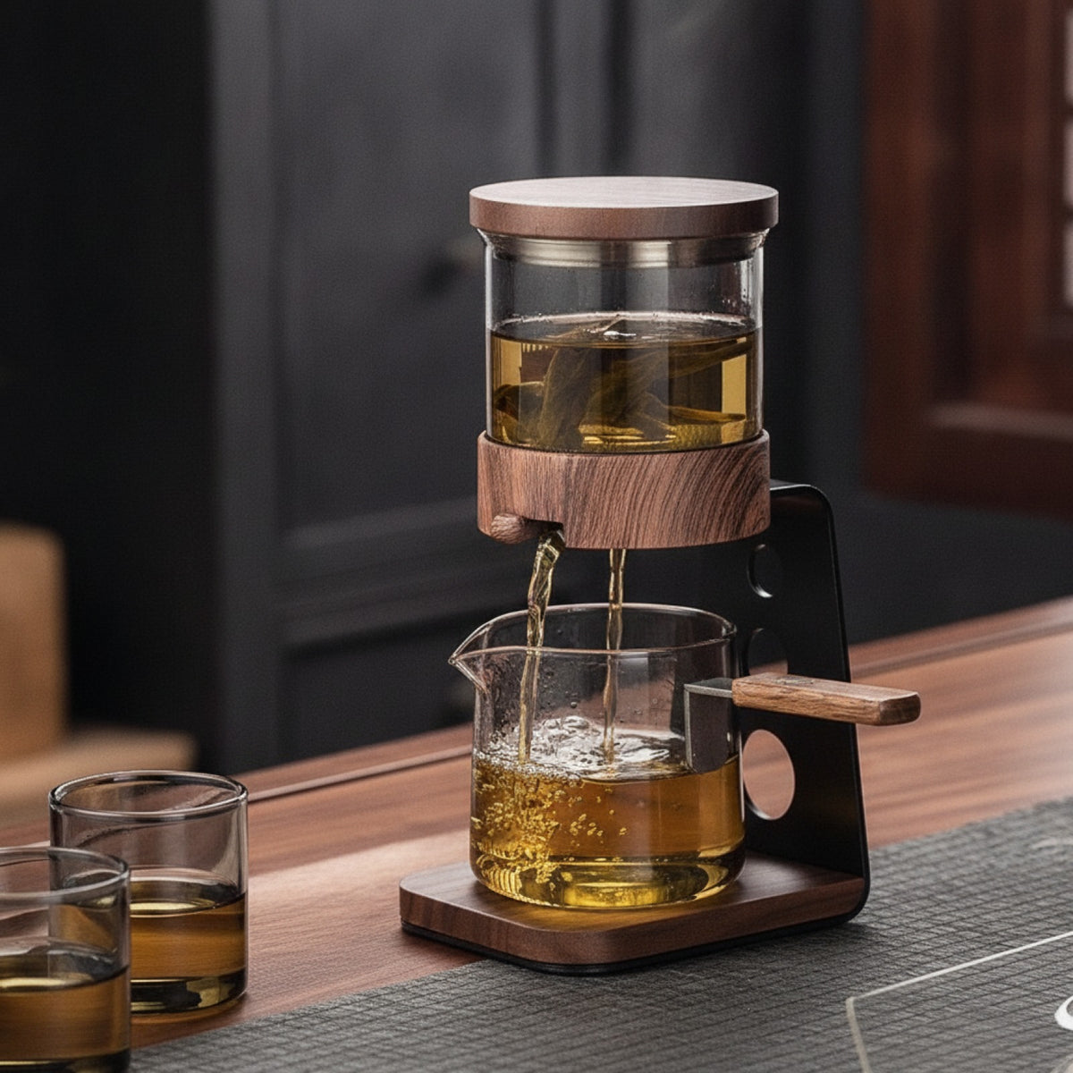 Service à Thé Kung Fu Paresseux : Infusion Semi-Automatique en Verre