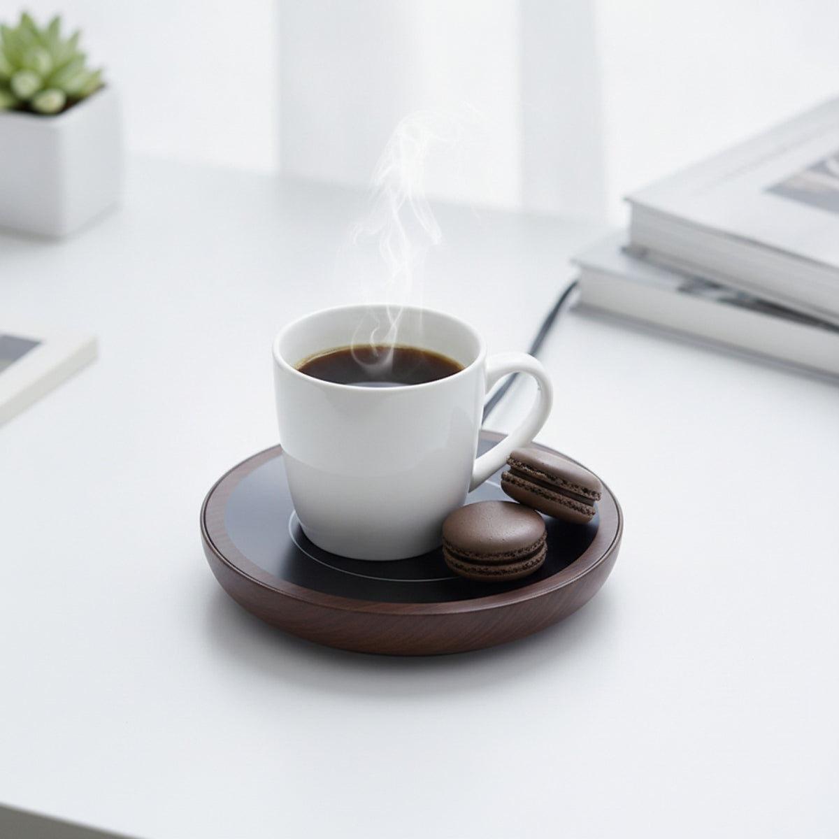 Chauffe-Tasse Électrique Effet Bois
