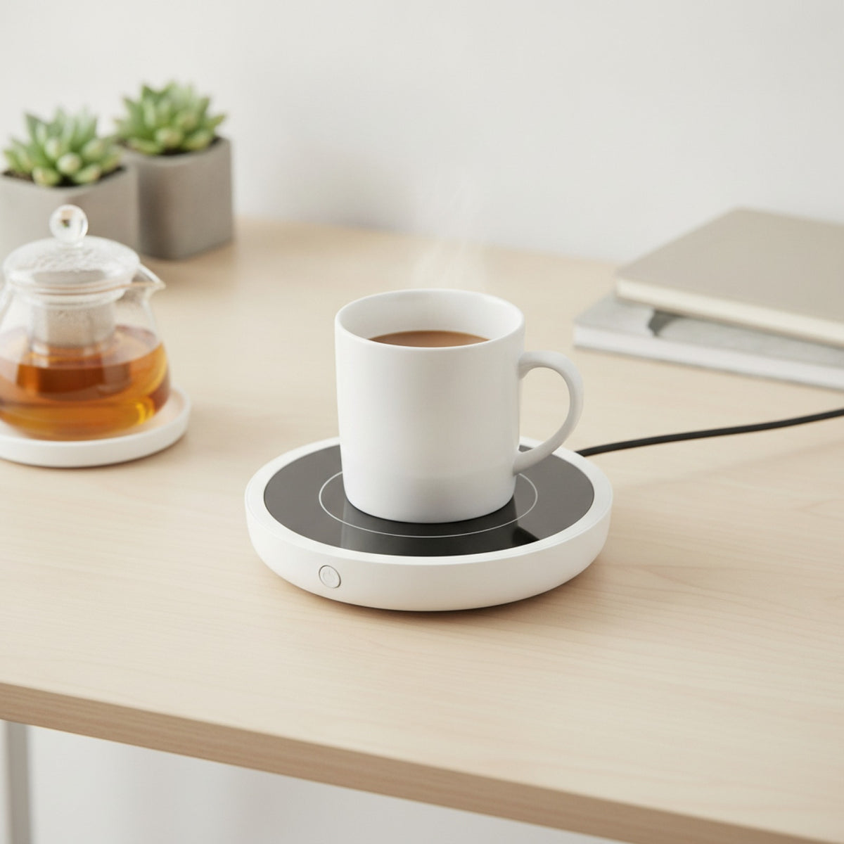 Chauffe-Tasse Rond Blanc Électrique