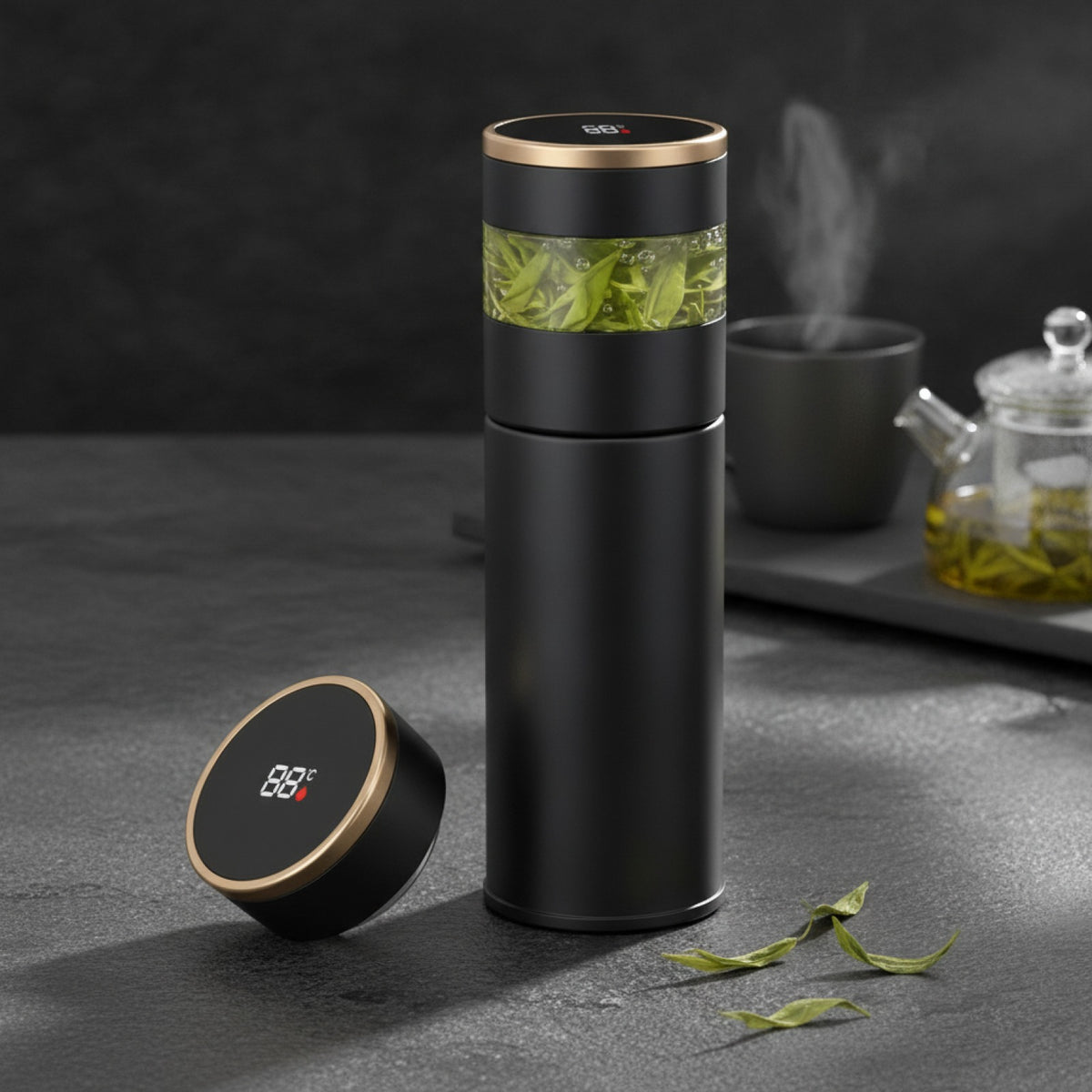 Thermos Intelligent LED Noir 450ml avec Infuseur