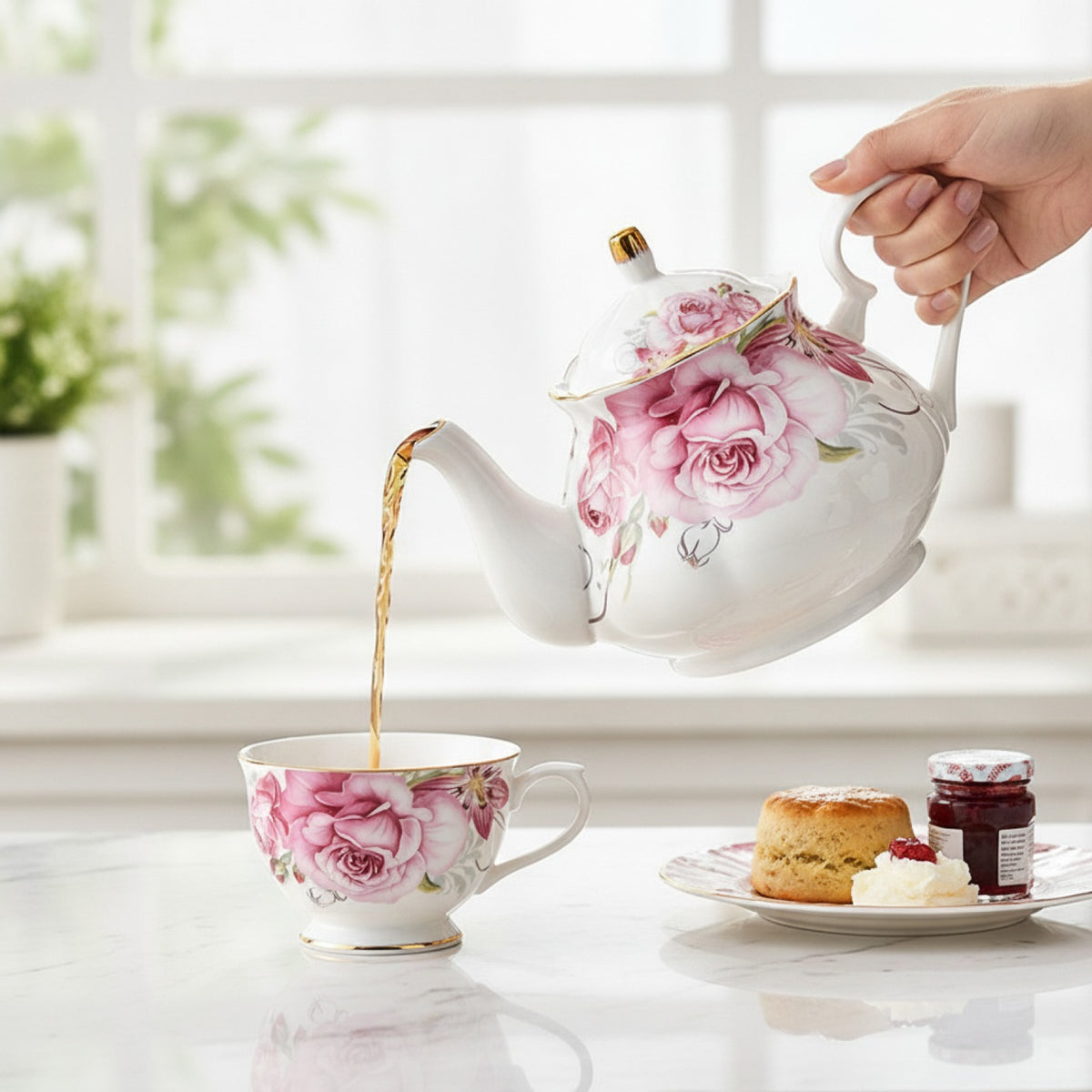 Théière Porcelaine Rose 400ML
