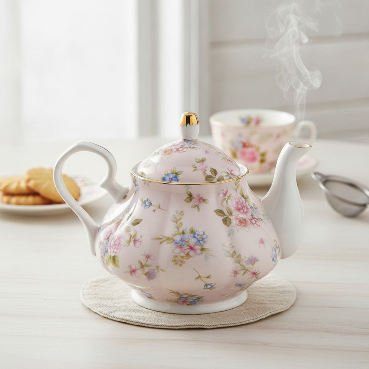 Théière Porcelaine Rose 400ML - Élégance Anglaise