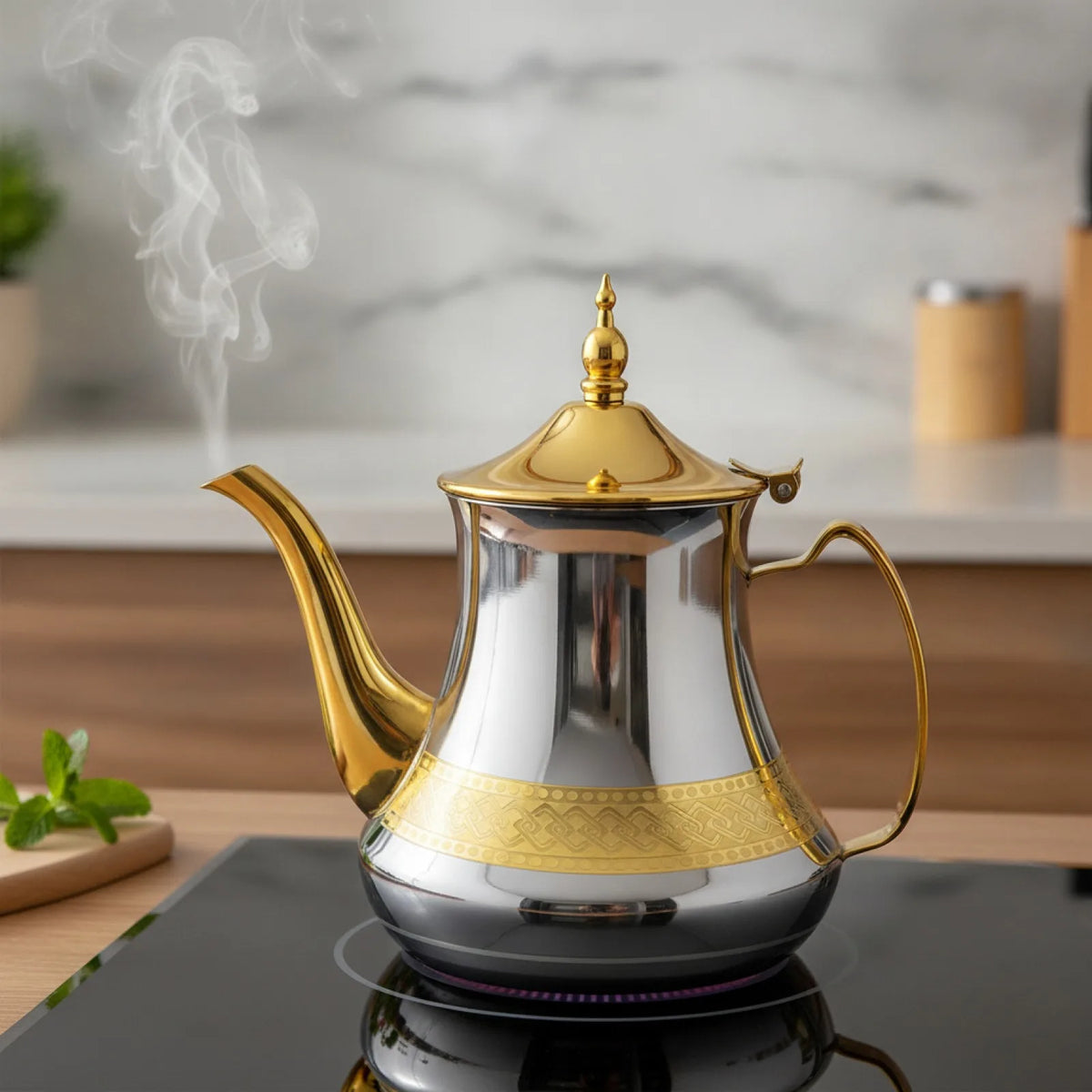 Théière Marocaine Inox - Style Oriental Raffiné