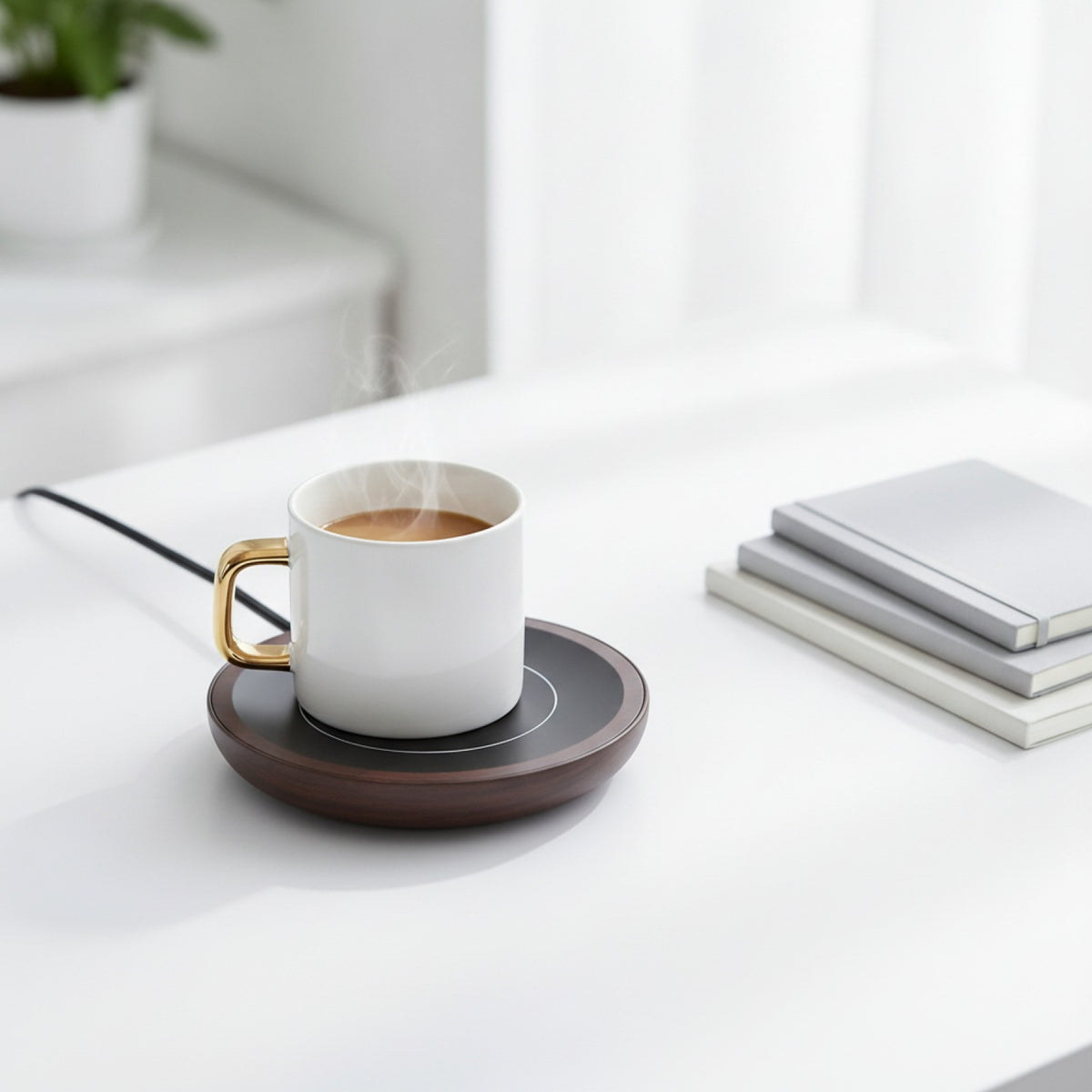 Chauffe-Tasse Électrique Effet Bois