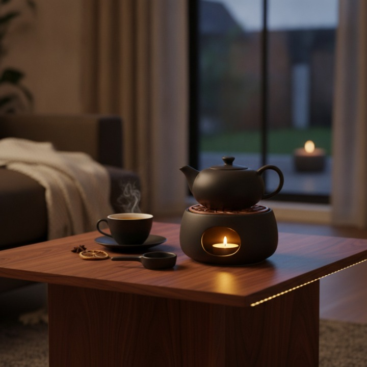 Réchauffeur Théière Céramique & Fer - Ambiance Cosy