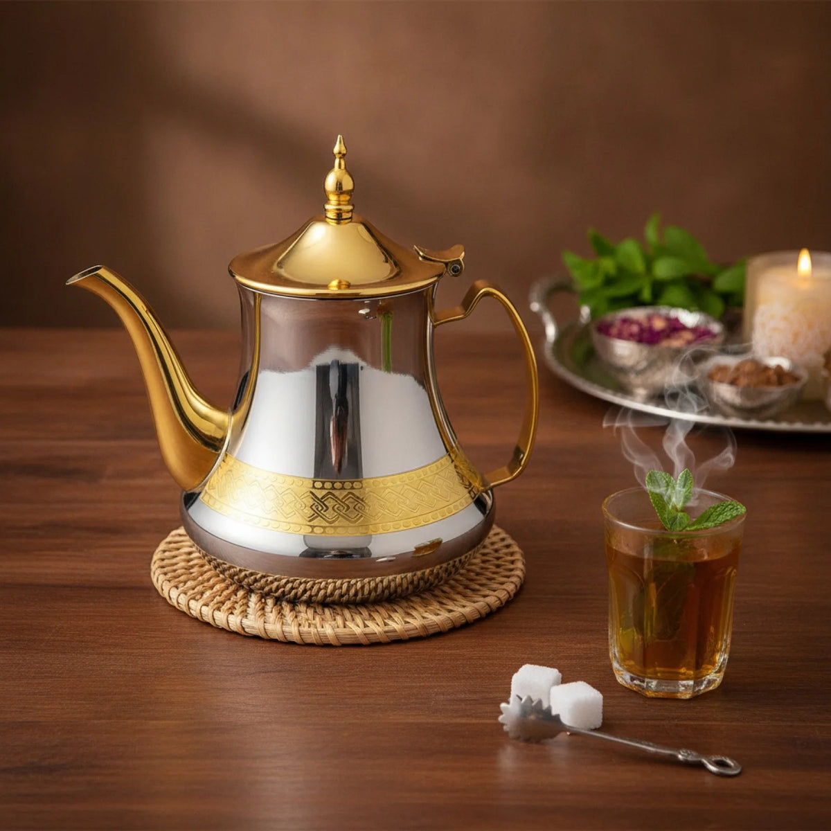 Théière Marocaine Inox - Style Oriental Raffiné