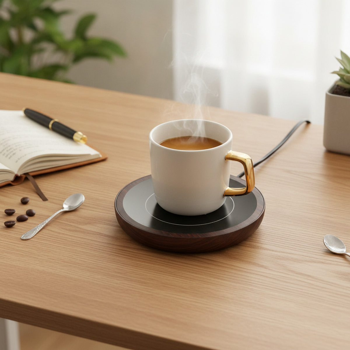 Chauffe-Tasse Électrique Effet Bois