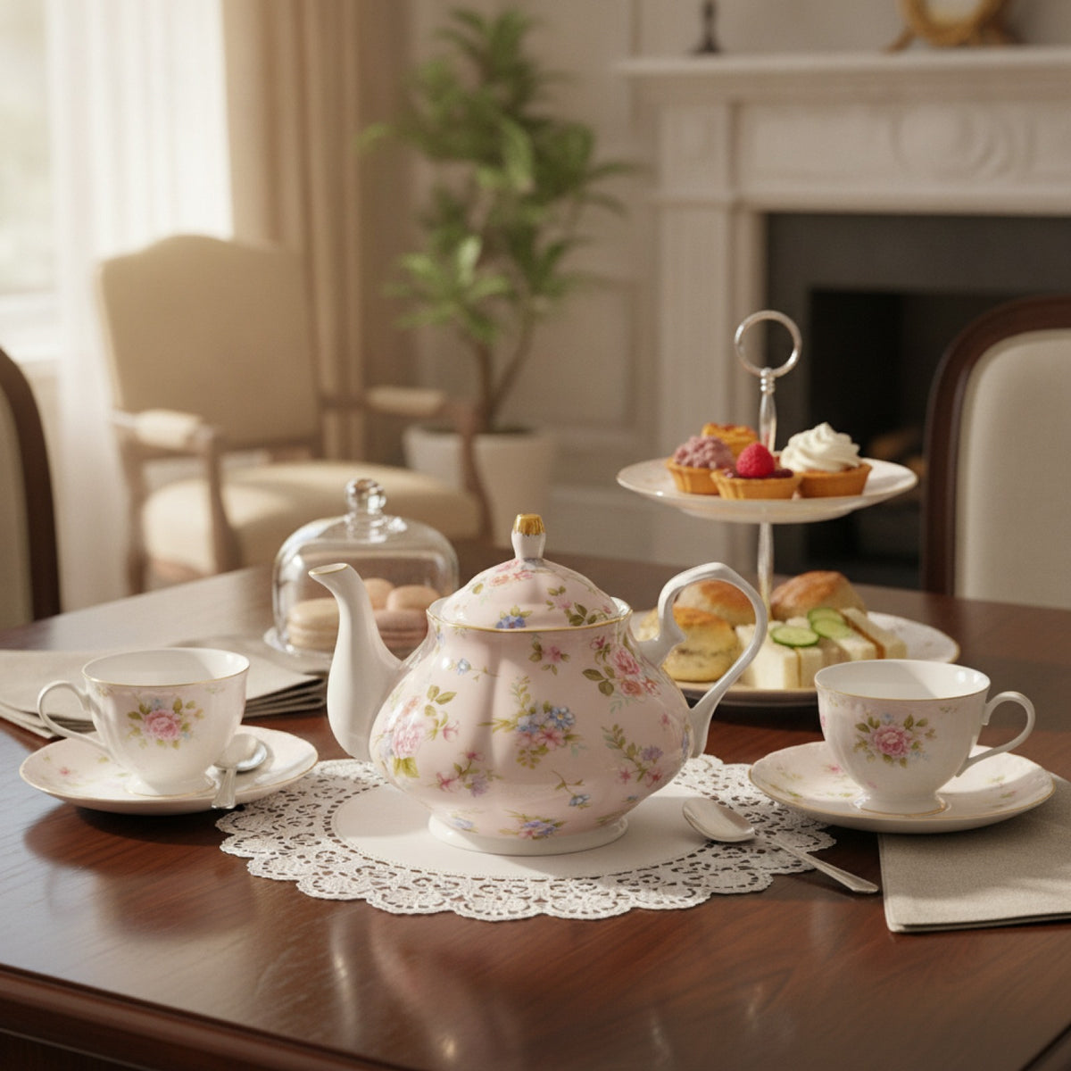Théière Porcelaine Rose 400ML - Élégance Anglaise