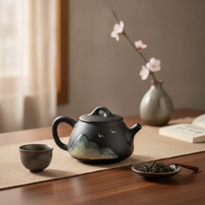 Théière Céramique Japonaise 220ml Peinte Main