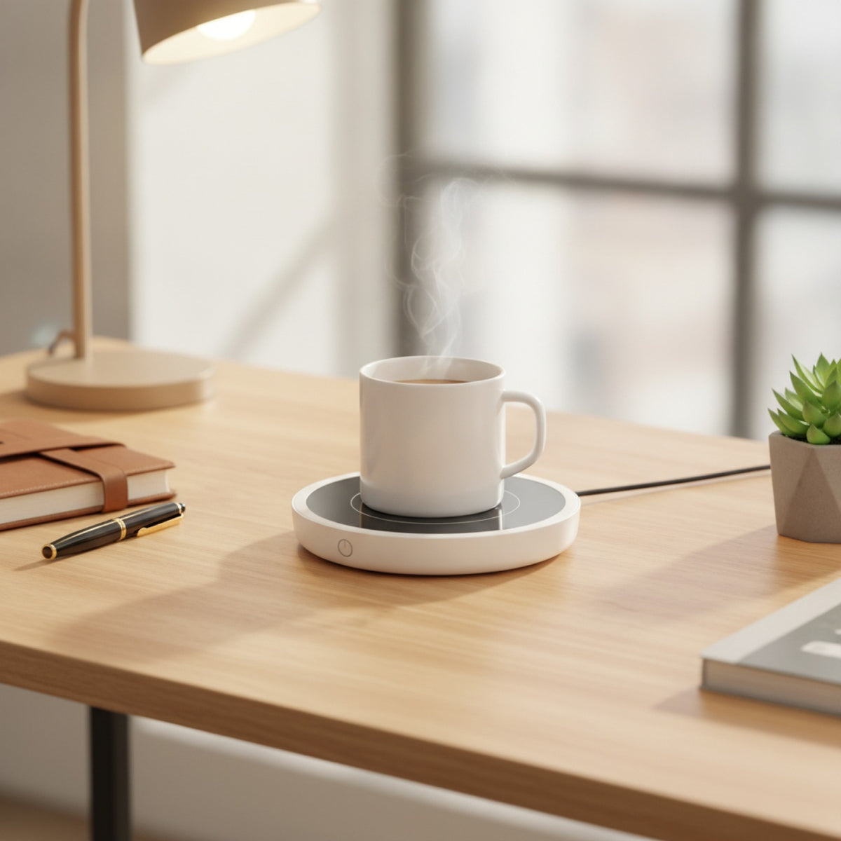 Chauffe-Tasse Rond Blanc Électrique