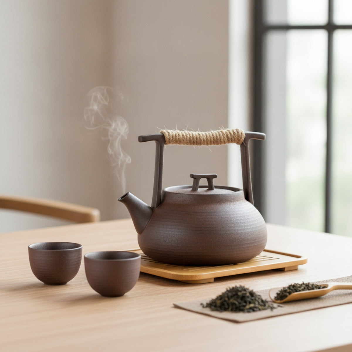 Théière Japonaise Artisanale Grès Rétro
