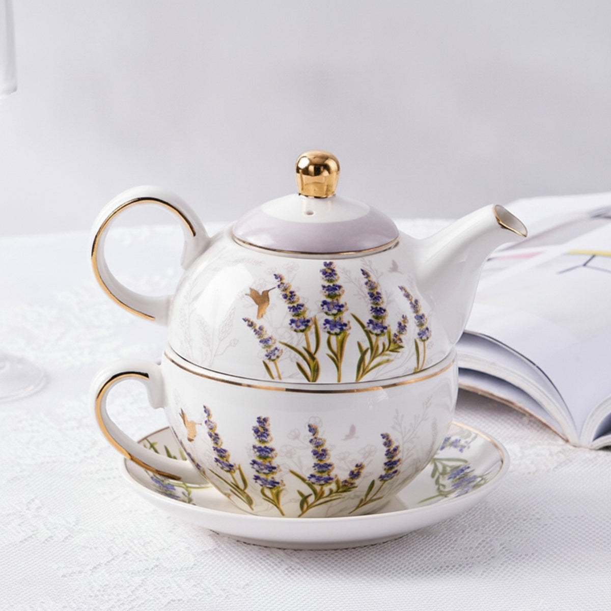Service à Thé Luxe Céramique & Porcelaine Plaqué Or