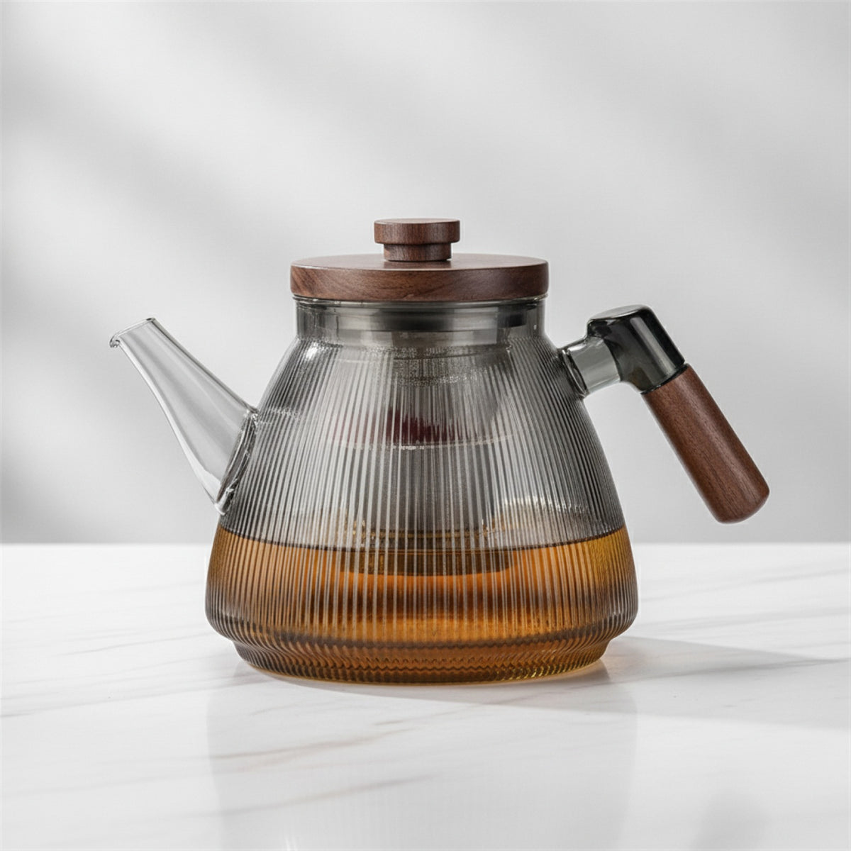 Théière en Verre Borosilicate Rayé 1L