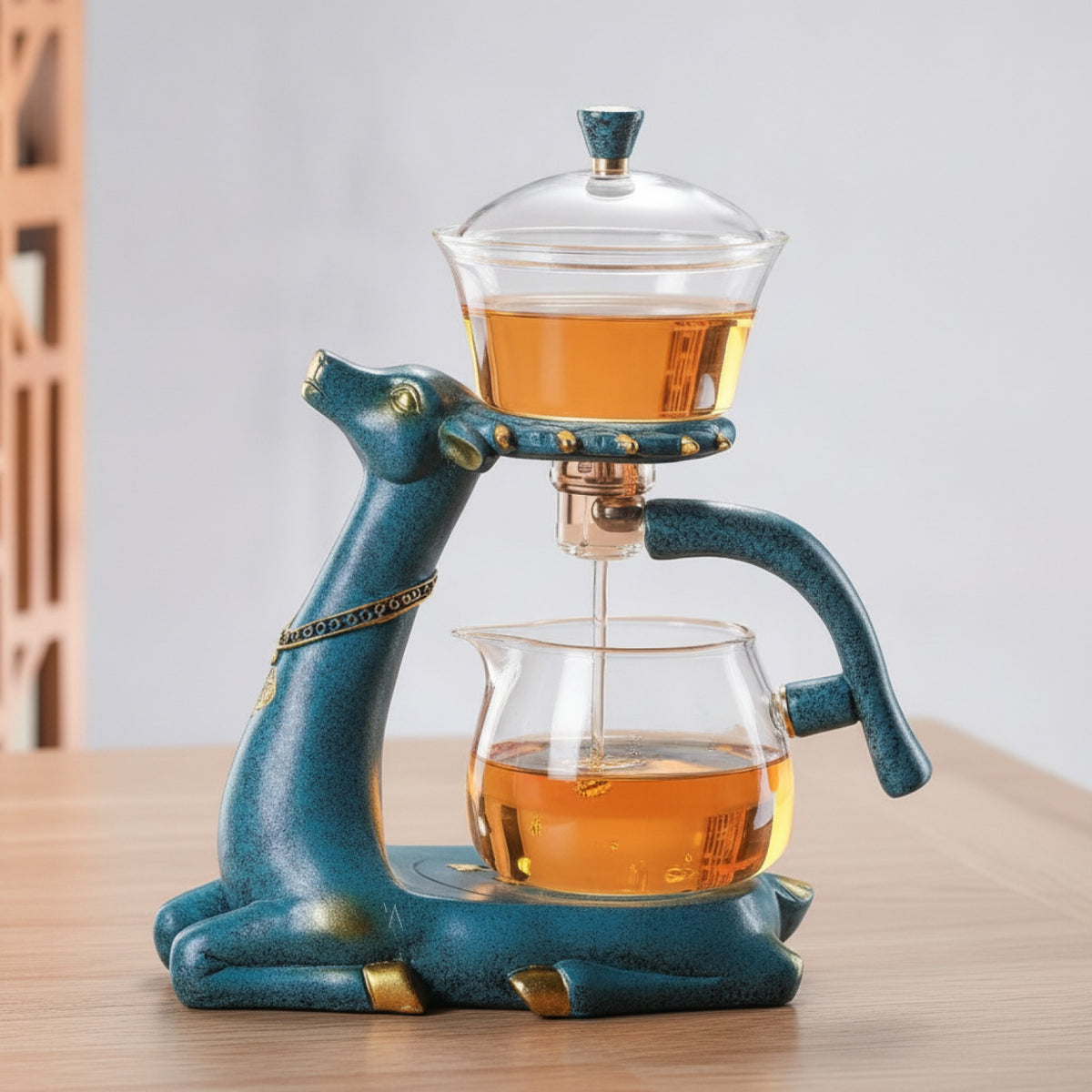 Théière Kung Automatique en Verre Bleu