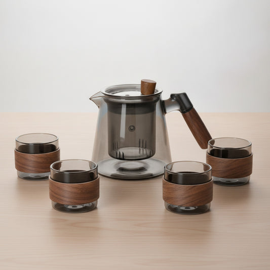 Théière en Verre & Bois