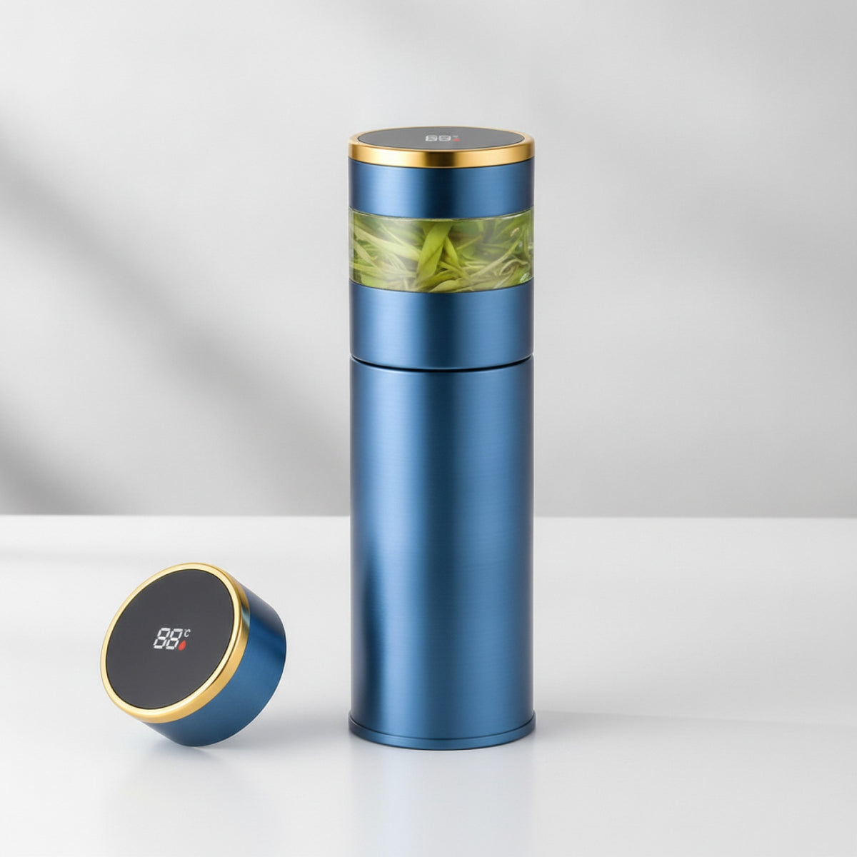 Thermos Intelligent LED Bleu 450ml avec indicateur